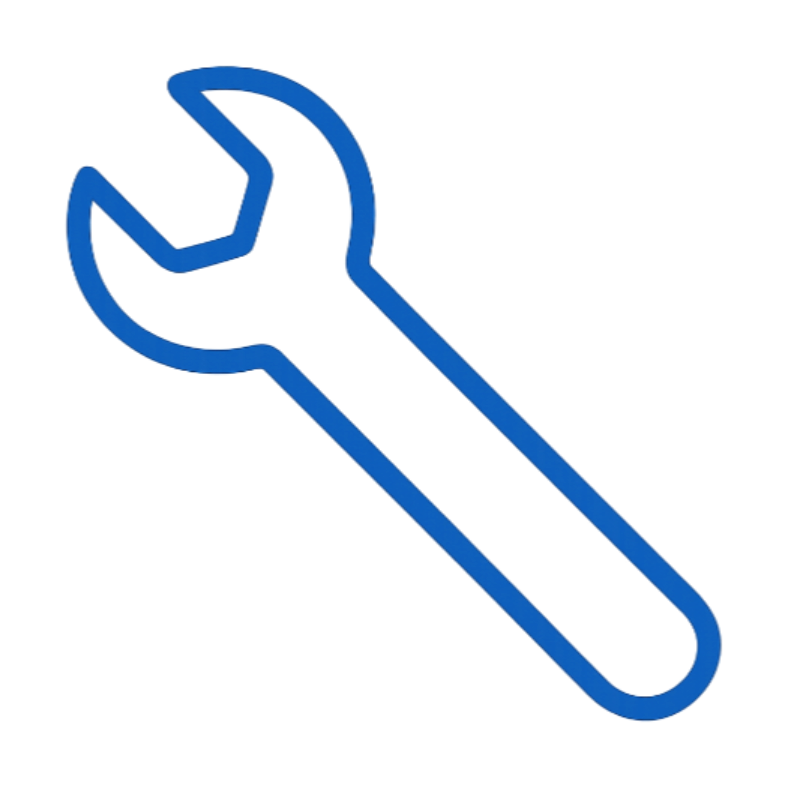 outline of wrench in blue for install icon